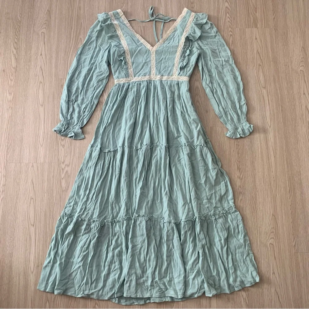 PinkBlush sage long sleeve tiered midi dress nwot - Picture 2 of 5